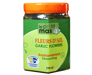 Fermented garlic scapes in oil - 190 ml jars - Conventional - Le Petit Mas - Fermented garlic scapes - Organic fermented garlic scape Quebec-grown (Canada) - Stock-up and buy organic Quebec-grown (Canadian) garlic, organic fermented garlic scapes, dried quebec-grown (canadian) garlic, dried quebec-grown (canadian) garlic scapes